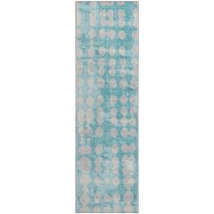 Premium Machine Washable Mayfield AMF869 Teal 2'3" x 7'6" Runner Rug