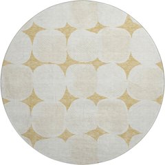 Premium Machine Washable Mayfield AMF870 Gold 8' x 8' Round Rug