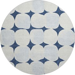 Premium Machine Washable Mayfield AMF870 Navy 8' x 8' Round Rug
