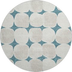 Premium Machine Washable Mayfield AMF870 Teal 8' x 8' Round Rug