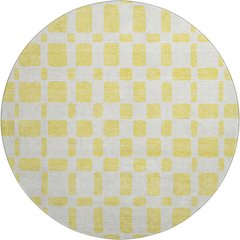 Premium Machine Washable Mayfield AMF871 Yellow 8' x 8' Round Rug