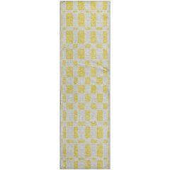 Premium Machine Washable Mayfield AMF871 Yellow 2'3" x 7'6" Runner Rug