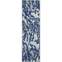 Premium Machine Washable Mayfield AMF873 Navy 2'3" x 7'6" Runner Rug