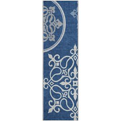 Premium Machine Washable Mayfield AMF874 Navy 2'3" x 7'6" Runner Rug