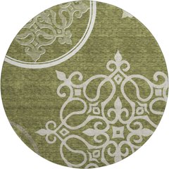 Premium Machine Washable Mayfield AMF874 Olive 8' x 8' Round Rug