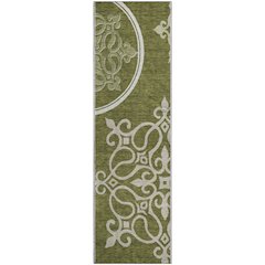 Premium Machine Washable Mayfield AMF874 Olive 2'3" x 7'6" Runner Rug