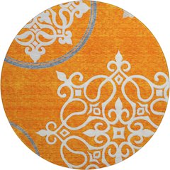 Premium Machine Washable Mayfield AMF874 Orange 8' x 8' Round Rug