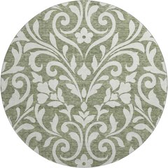 Premium Machine Washable Mayfield AMF875 Fern 8' x 8' Round Rug