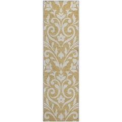 Premium Machine Washable Mayfield AMF875 Gold 2'3" x 7'6" Runner Rug