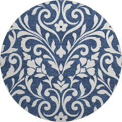 Premium Machine Washable Mayfield AMF875 Navy 8' x 8' Round Rug