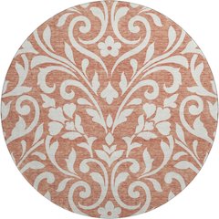 Premium Machine Washable Mayfield AMF875 Salmon 8' x 8' Round Rug