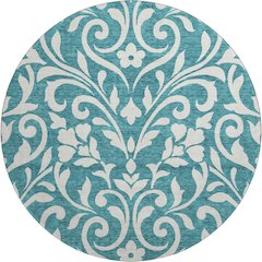 Premium Machine Washable Mayfield AMF875 Teal 8' x 8' Round Rug