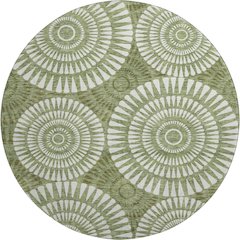 Premium Machine Washable Mayfield AMF877 Green 8' x 8' Round Rug