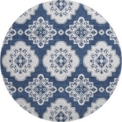Premium Machine Washable Mayfield AMF878 Navy 8' x 8' Round Rug