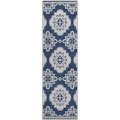 Premium Machine Washable Mayfield AMF878 Navy 2'3" x 7'6" Runner Rug