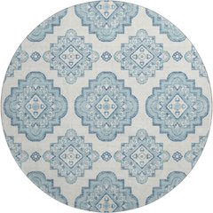 Premium Machine Washable Mayfield AMF878 Teal 8' x 8' Round Rug