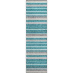 Premium Machine Washable Mayfield AMF879 Teal 2'3" x 7'6" Runner Rug