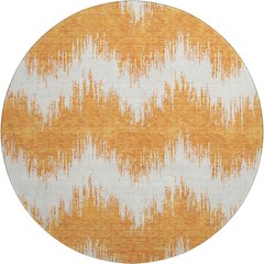 Premium Machine Washable Mayfield AMF880 Orange 8' x 8' Round Rug