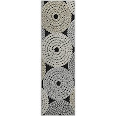 Premium Machine Washable Mayfield AMF882 Black 2'3" x 7'6" Runner Rug