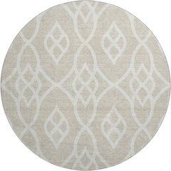 Premium Machine Washable Mayfield AMF884 Beige 8' x 8' Round Rug