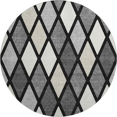 Premium Machine Washable Mayfield AMF887 Black 8' x 8' Round Rug