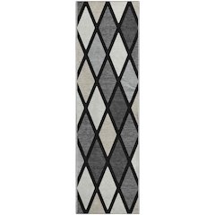 Premium Machine Washable Mayfield AMF887 Black 2'3" x 7'6" Runner Rug