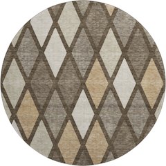 Premium Machine Washable Mayfield AMF887 Brown 8' x 8' Round Rug