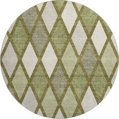 Premium Machine Washable Mayfield AMF887 Olive 8' x 8' Round Rug