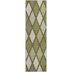 Premium Machine Washable Mayfield AMF887 Olive 2'3" x 7'6" Runner Rug