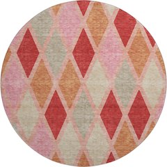 Premium Machine Washable Mayfield AMF887 Pink 8' x 8' Round Rug