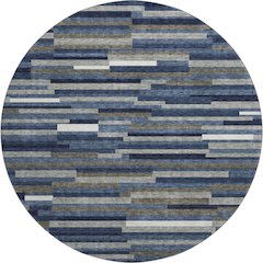 Premium Machine Washable Mayfield AMF894 Navy 8' x 8' Round Rug