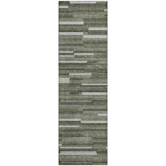 Premium Machine Washable Mayfield AMF894 Olive 2'3" x 7'6" Runner Rug