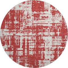 Premium Machine Washable Mayfield AMF895 Red 8' x 8' Round Rug