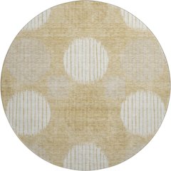 Premium Machine Washable Mayfield AMF900 Gold 8' x 8' Round Rug