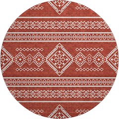Premium Machine Washable Mayfield AMF901 Red 8' x 8' Round Rug