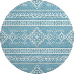 Premium Machine Washable Mayfield AMF901 Teal 8' x 8' Round Rug
