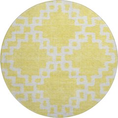 Premium Machine Washable Mayfield AMF902 Yellow 8' x 8' Round Rug