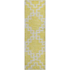 Premium Machine Washable Mayfield AMF902 Yellow 2'3" x 7'6" Runner Rug