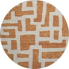 Premium Machine Washable Mayfield AMF903 Terracotta 8' x 8' Round Rug