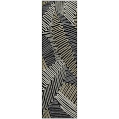 Premium Machine Washable Mayfield AMF904 Black 2'3" x 7'6" Runner Rug