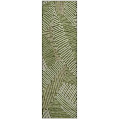 Premium Machine Washable Mayfield AMF904 Olive 2'3" x 7'6" Runner Rug