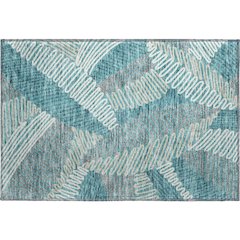 Premium Machine Washable Mayfield AMF904 Teal 1'8" x 2'6" Rug
