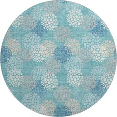 Premium Machine Washable Mayfield AMF908 Teal 8' x 8' Round Rug