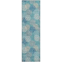 Premium Machine Washable Mayfield AMF908 Teal 2'3" x 7'6" Runner Rug