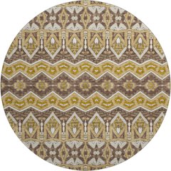 Premium Machine Washable Mayfield AMF909 Gold 8' x 8' Round Rug