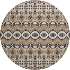 Premium Machine Washable Mayfield AMF909 Taupe 8' x 8' Round Rug