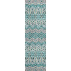 Premium Machine Washable Mayfield AMF909 Teal 2'3" x 7'6" Runner Rug
