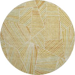 Premium Machine Washable Mayfield AMF915 Gold 8' x 8' Round Rug