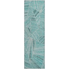 Premium Machine Washable Mayfield AMF915 Teal 2'3" x 7'6" Runner Rug