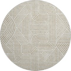 Premium Machine Washable Mayfield AMF917 Beige 8' x 8' Round Rug